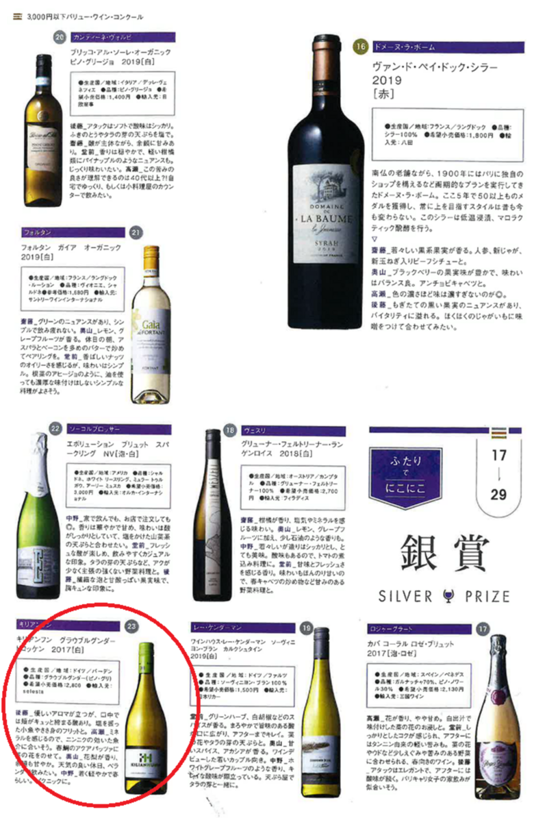 ワイン誌「WINE WHAT」3月号にて自社輸入ワインが最高得点獲得！